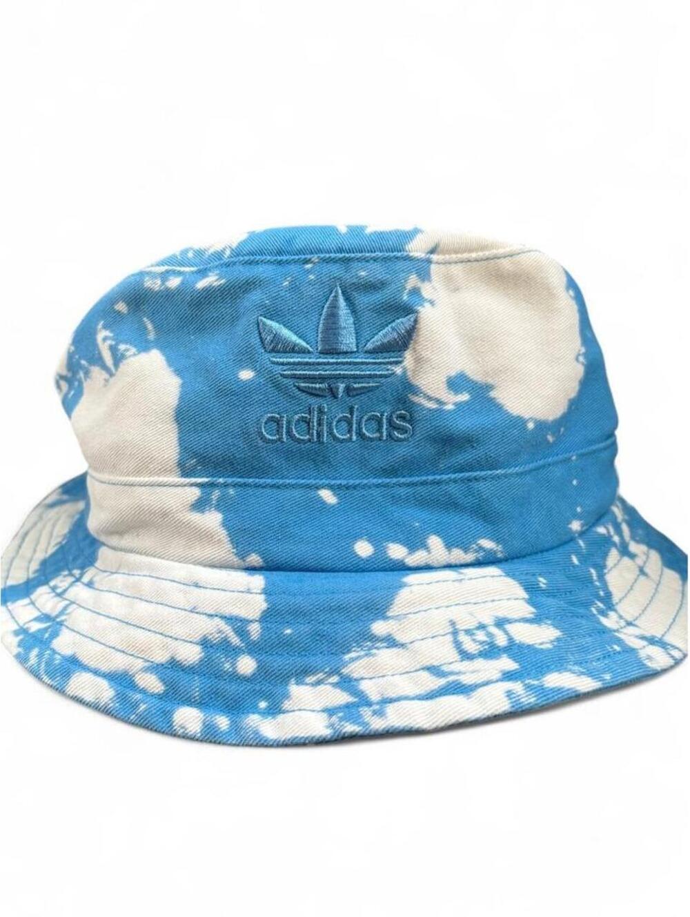 Adidas Originals Blue White Bleach Dye Trefoil Bucket Hat